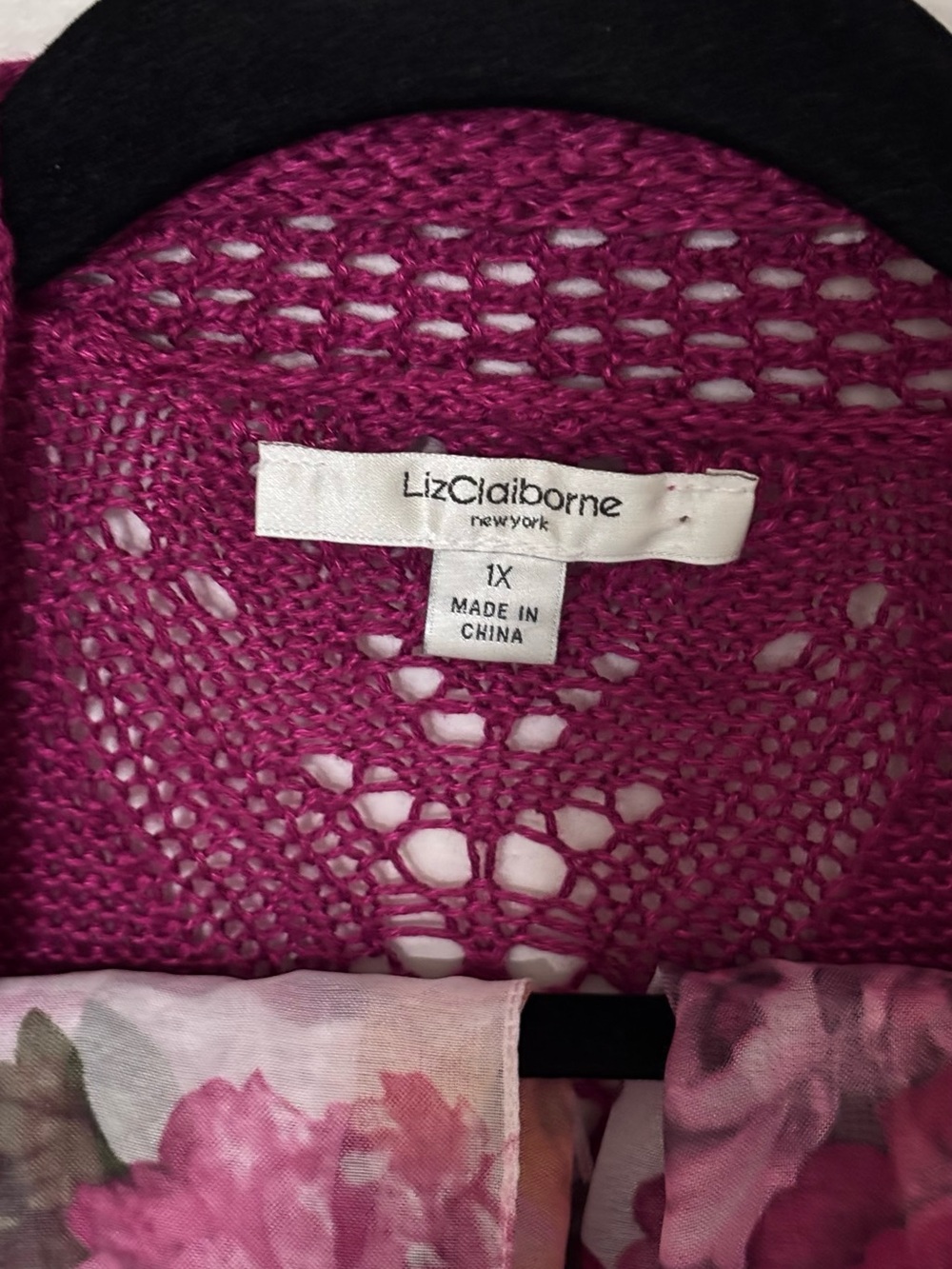 Liz Claiborne Open-Knit Cardigan in Berry Plum - Picture 3 of 6